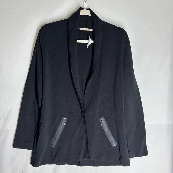 NWT 41 Hawthorn Womens Zipped Pocket Cardigan Sweater Black Rayon Blend Size L - Picture 9 of 12